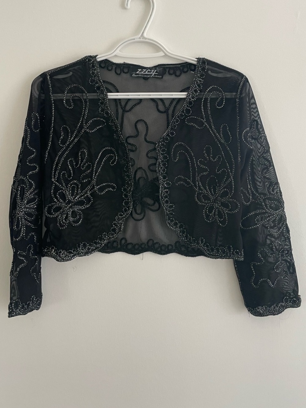 Embellished Sheer Black Bolero Jacket